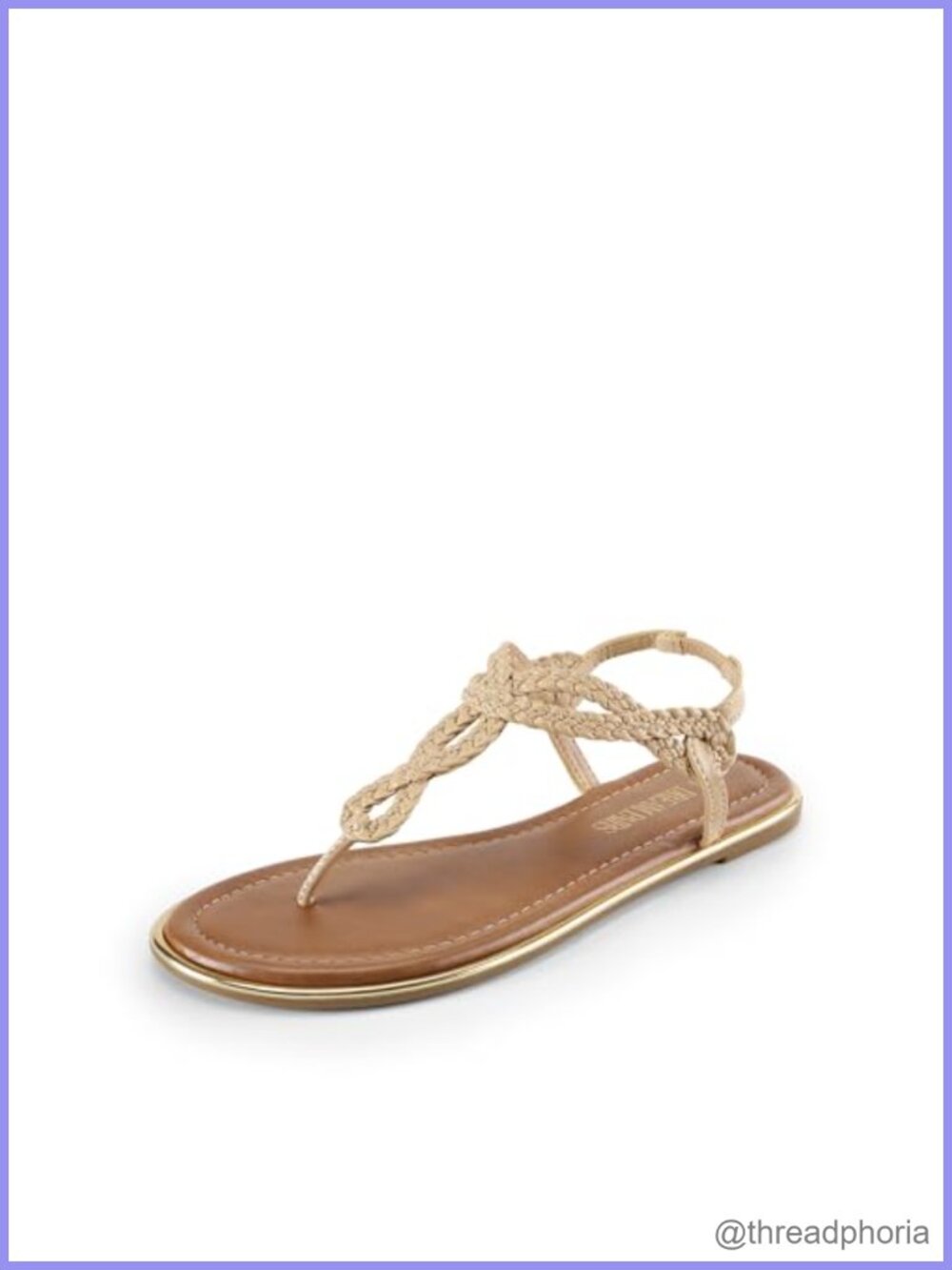 Women's Braided T-Strap Flat Sandals Faux Leather Slip On Beach
